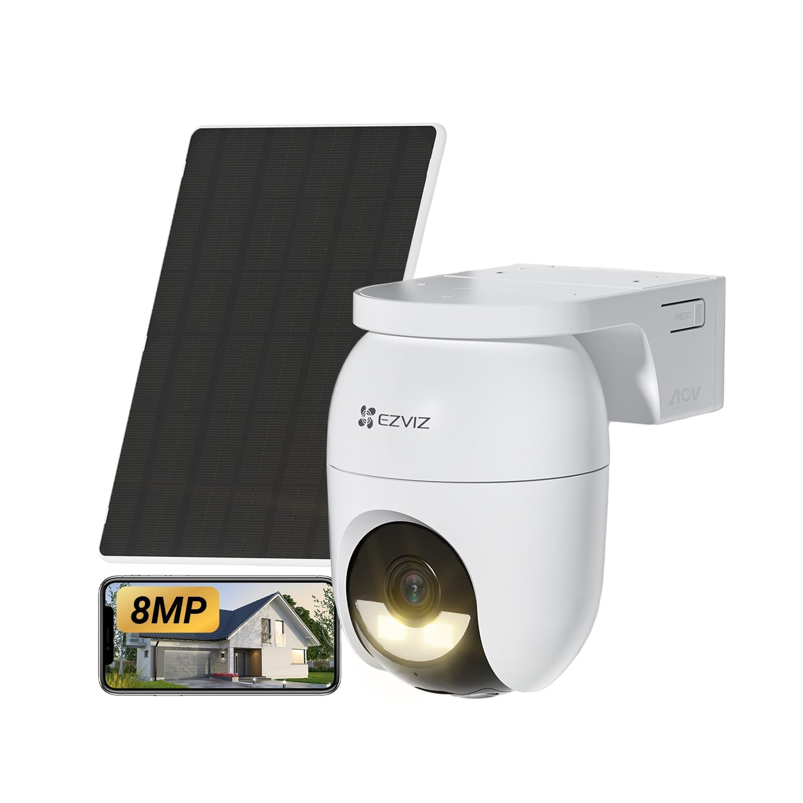 ★新品★EZVIZ (イージービズ)防犯カメラ 屋外 ソーラー CB8 Lite 8MP Kit【4K 800万画素/ソーラー給電/パンチルト/動作検知/自動追跡/無線/AI人体・車両検知/AOV常時録画/防水防塵/カラーナイトビジョン/双方 684004d1