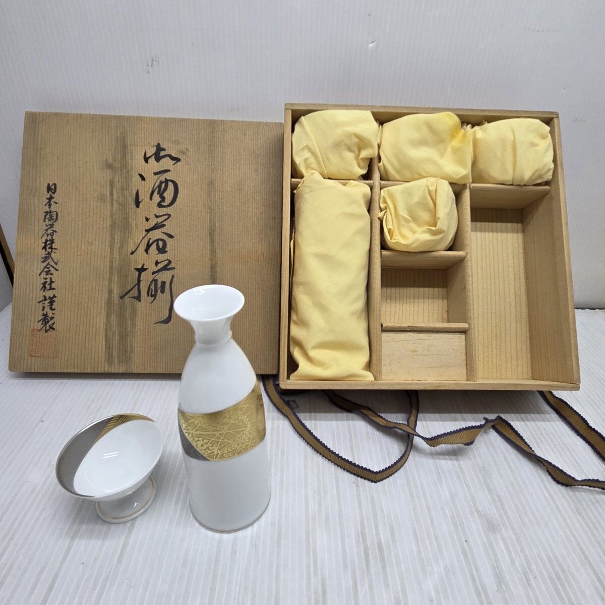 S00893 ノリタケ 乃りたけ 徳利 お猪口 セット 5脚揃　ダイヤモンドコレクション 明治三十七年創業 金閣銀閣 和食器 美品