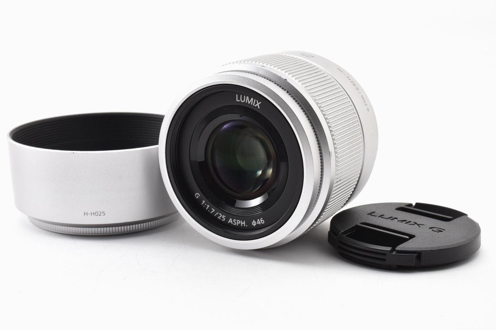 光学極上 Panasonic パナソニック LUMIX G 25mm 1.7 H-H025 シルバー AFレンズ #4468-4