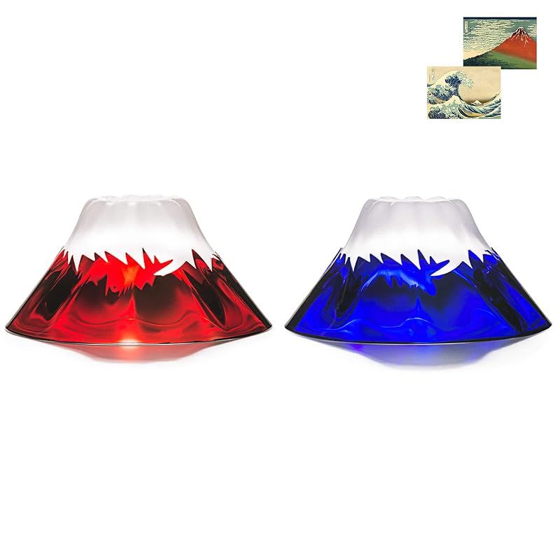 【新品】 富士山グラス 田島硝子 富士山 祝盃 青 瑠璃 × 赤 ペアセット 2個セット おみやげグランプリ 江戸硝子 切子 富士 お猪口 酒器 日本酒 冷酒 父の日 母の日 還暦 外国 海外 お土産 お祝い ギフト プレゼント 人気 MADE IN JAPA