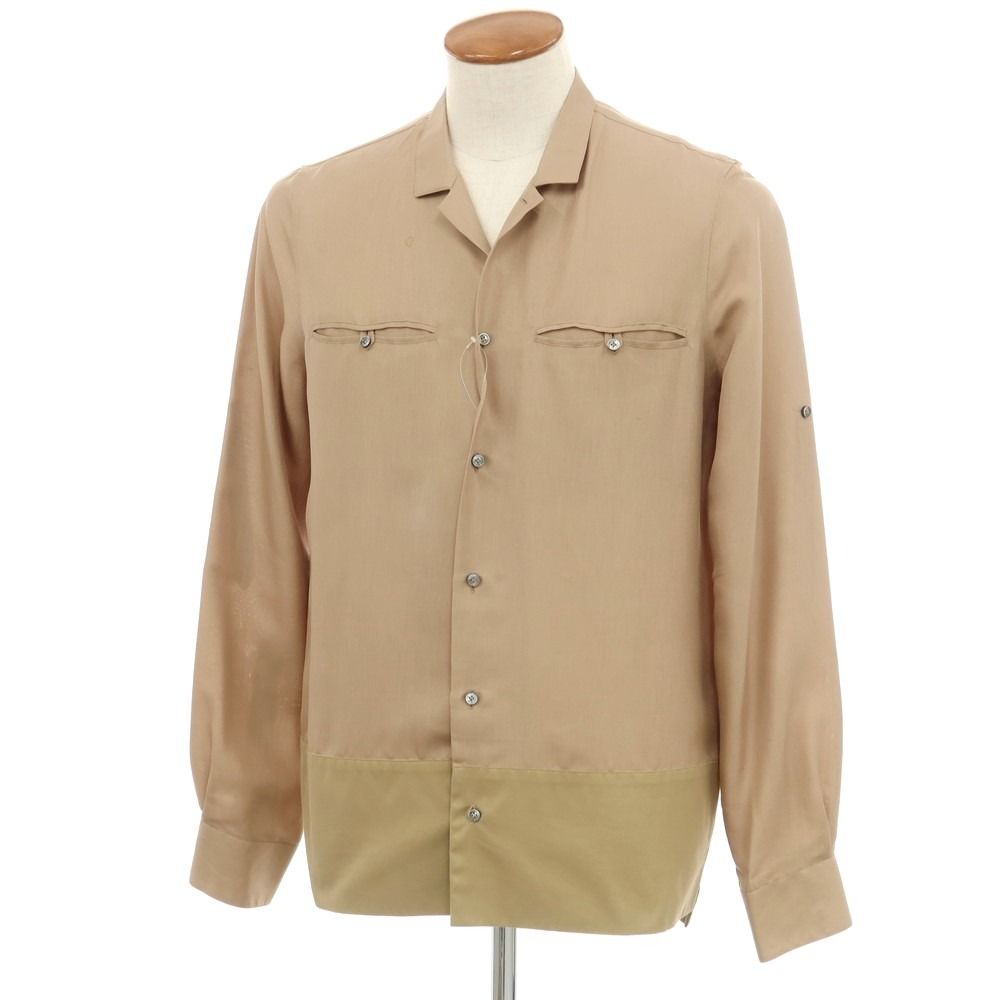 【中古】ヴァレンティノ VALENTINO シルク オープンカラー カジュアルシャツ ベージュ【サイズ39】【メンズ】 6,178円