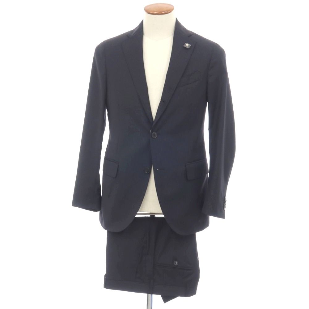 【中古】ラルディーニ LARDINI ウール ストライプ 3つボタンスーツ ネイビーxグレー【サイズ46】【メンズ】 18,095円