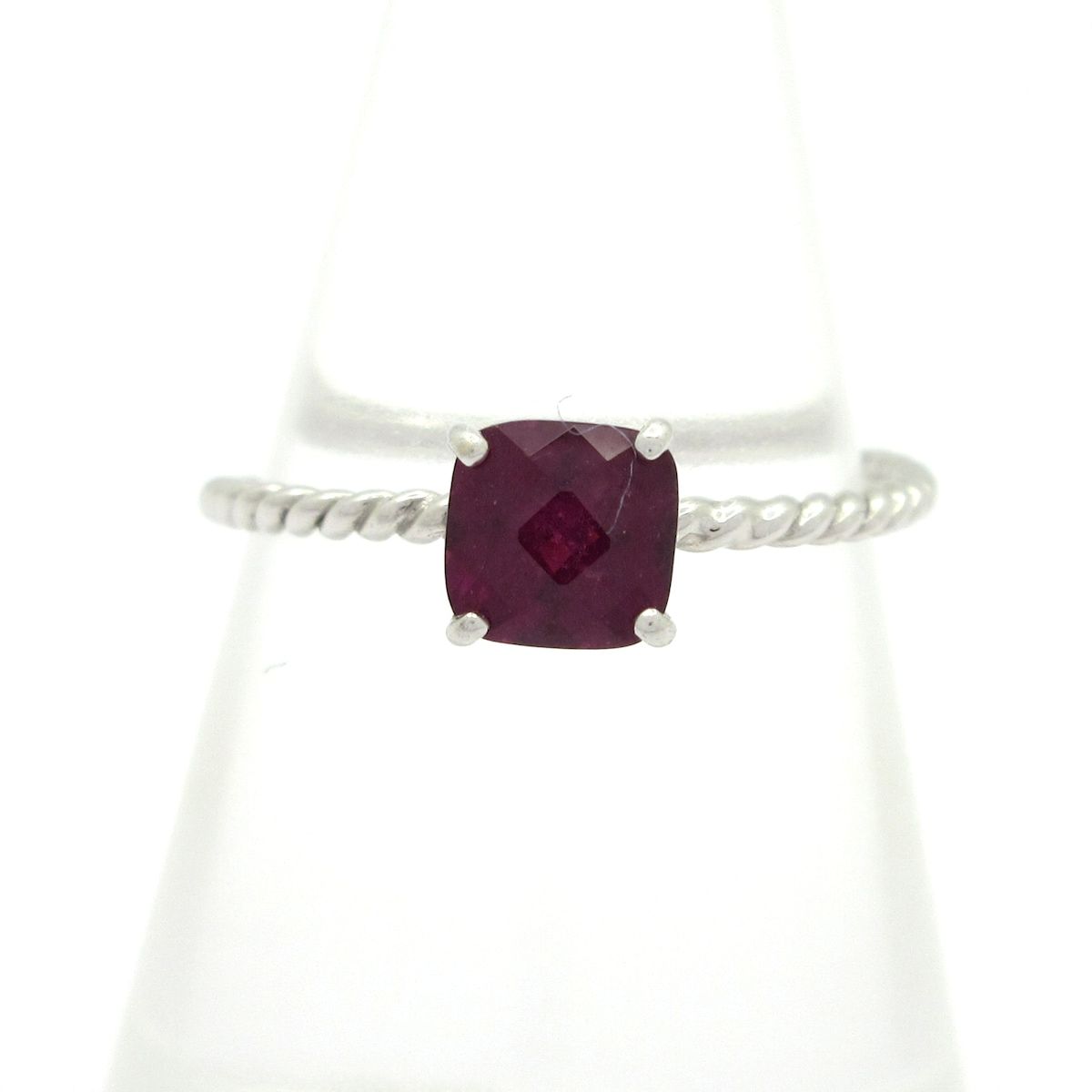 Unbranded(ノーブランド) リング美品 K10WG×ボルドー 1Pカラーストーン0.50ct/総重量1.2g