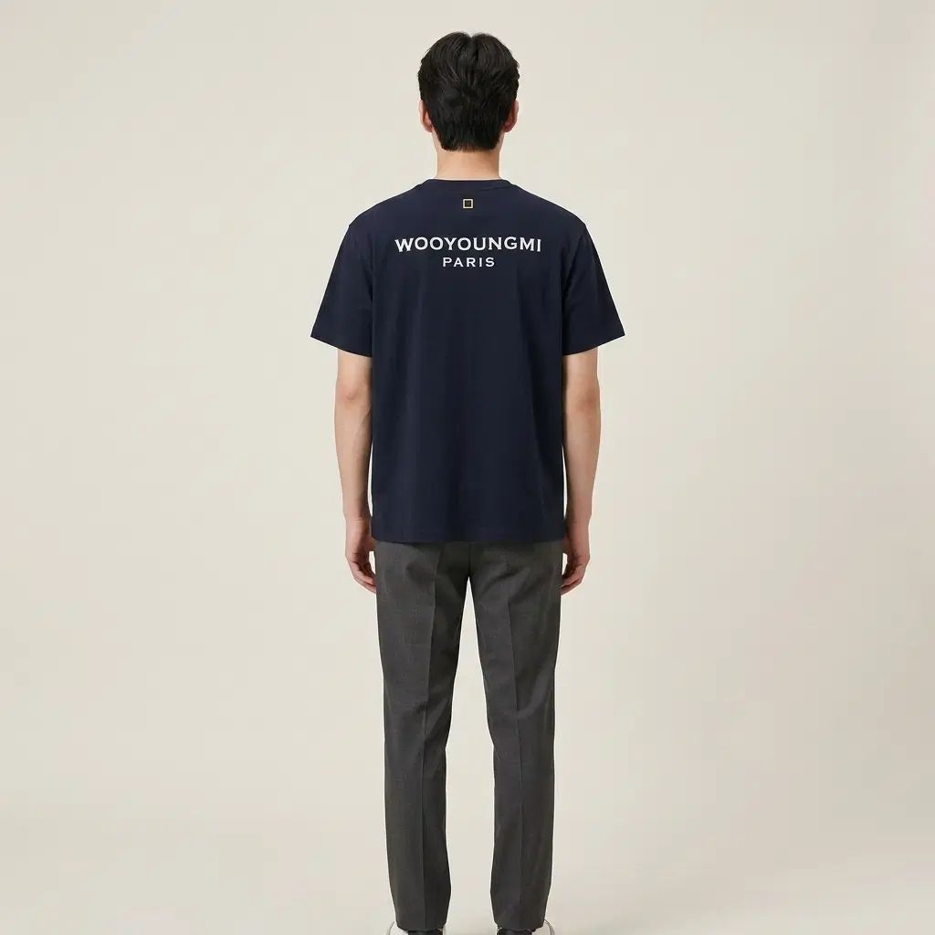 正規品 WOOYOUNGMI ウーヨンミ バックロゴ Starship Square スタシ ワッペン ブラック 半袖 Tシャツ 100