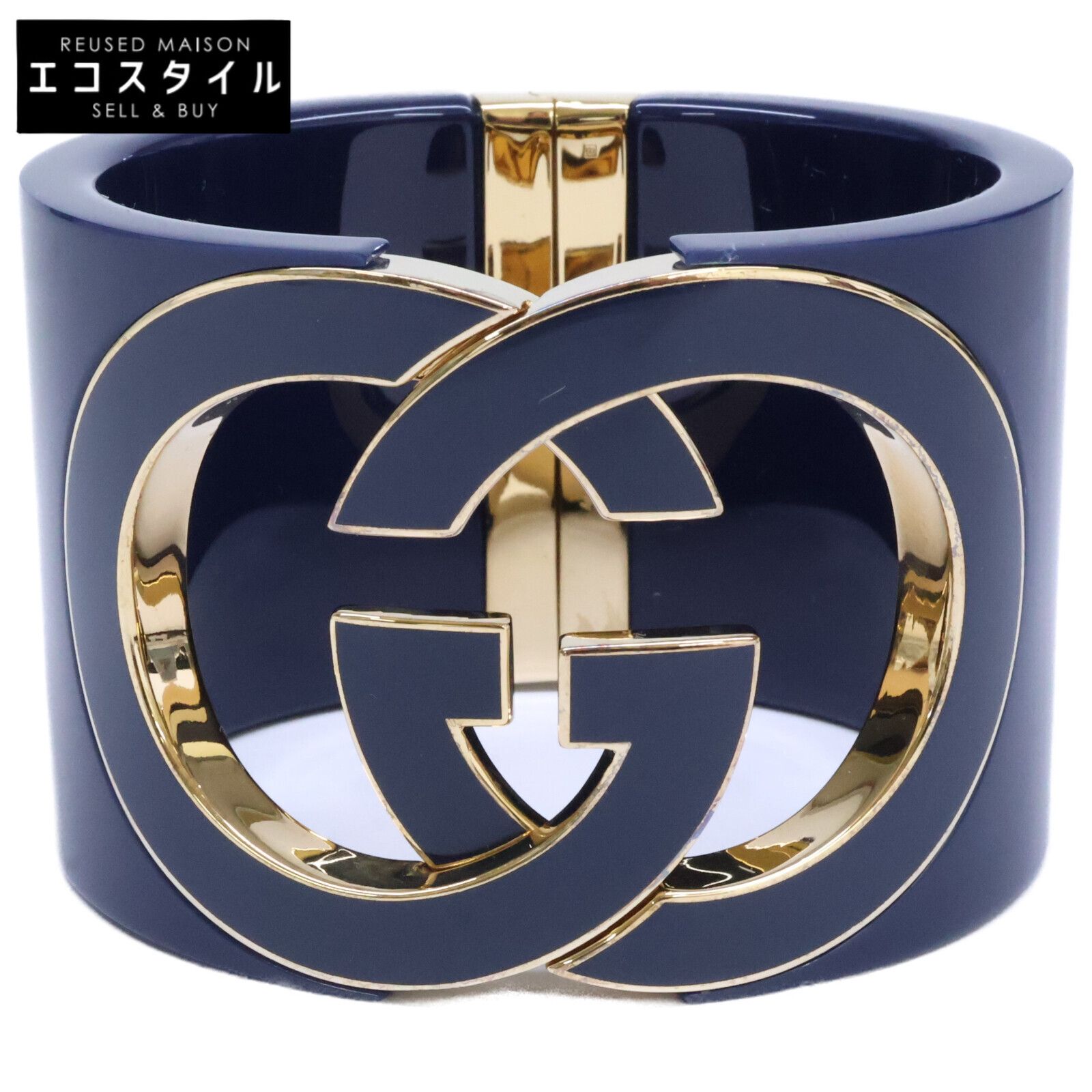 GUCCI　グッチ　【新品同様】GG Interlocking cuff Bracelet グッチ インターロッキング カフ ブレスレット