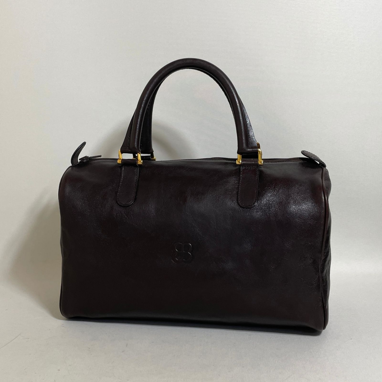 2607-228｜バレンシアガ ミニボストンバッグ レザー ダークブラウン 14,700円