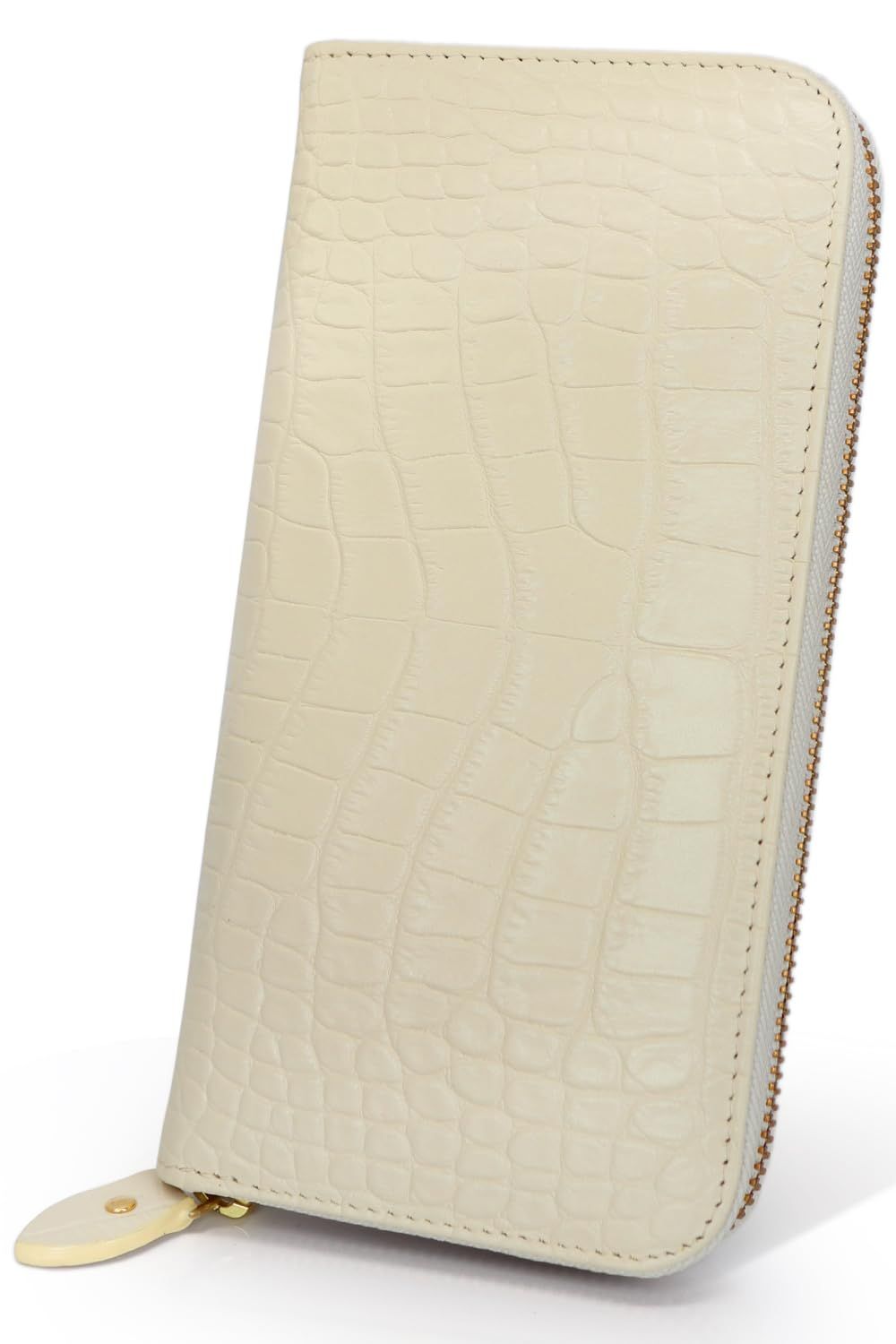 アイボリーホワイト 19×10×2.5cm クロコダイル 長財布 師監修 財布 牛革 型押し ワニ革 男女兼用 14,352円