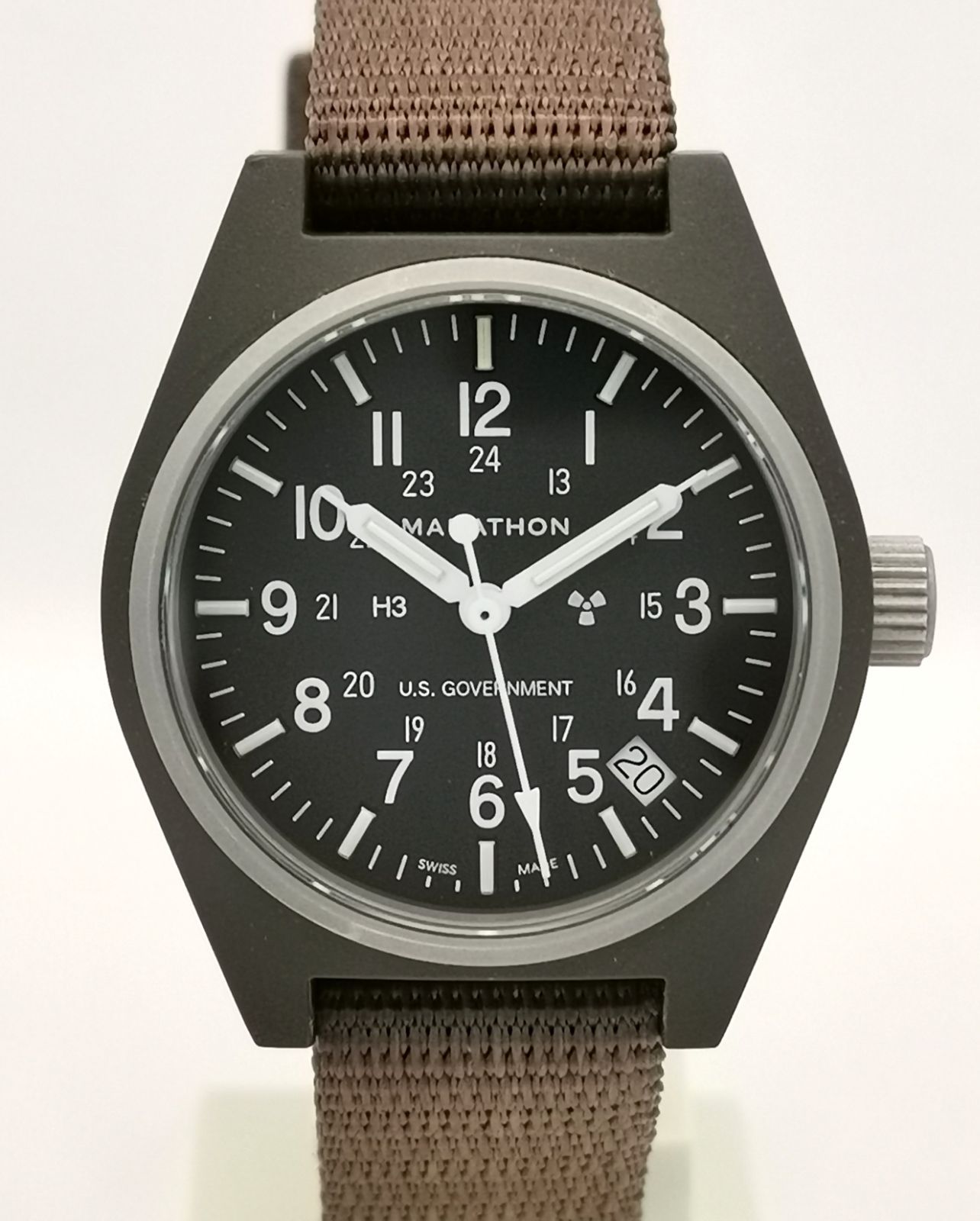 Good Condition MARATHON MARATHON WW194015-SG Fieid Sage Green US Army QZ Watch