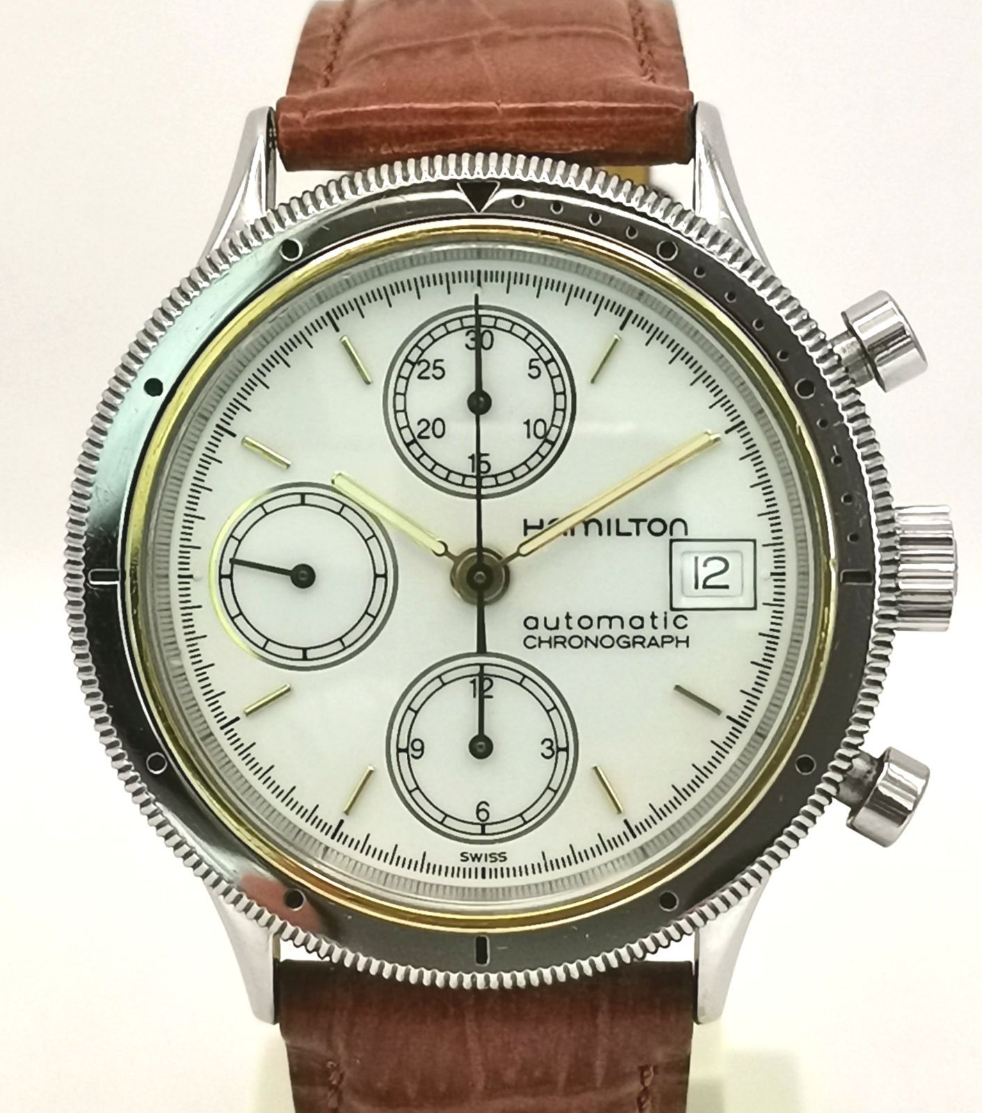 OH済 美品 HAMILTON ハミルトン 9304 クロノグラフ バルジュー7750 1990s 自動巻き 時計