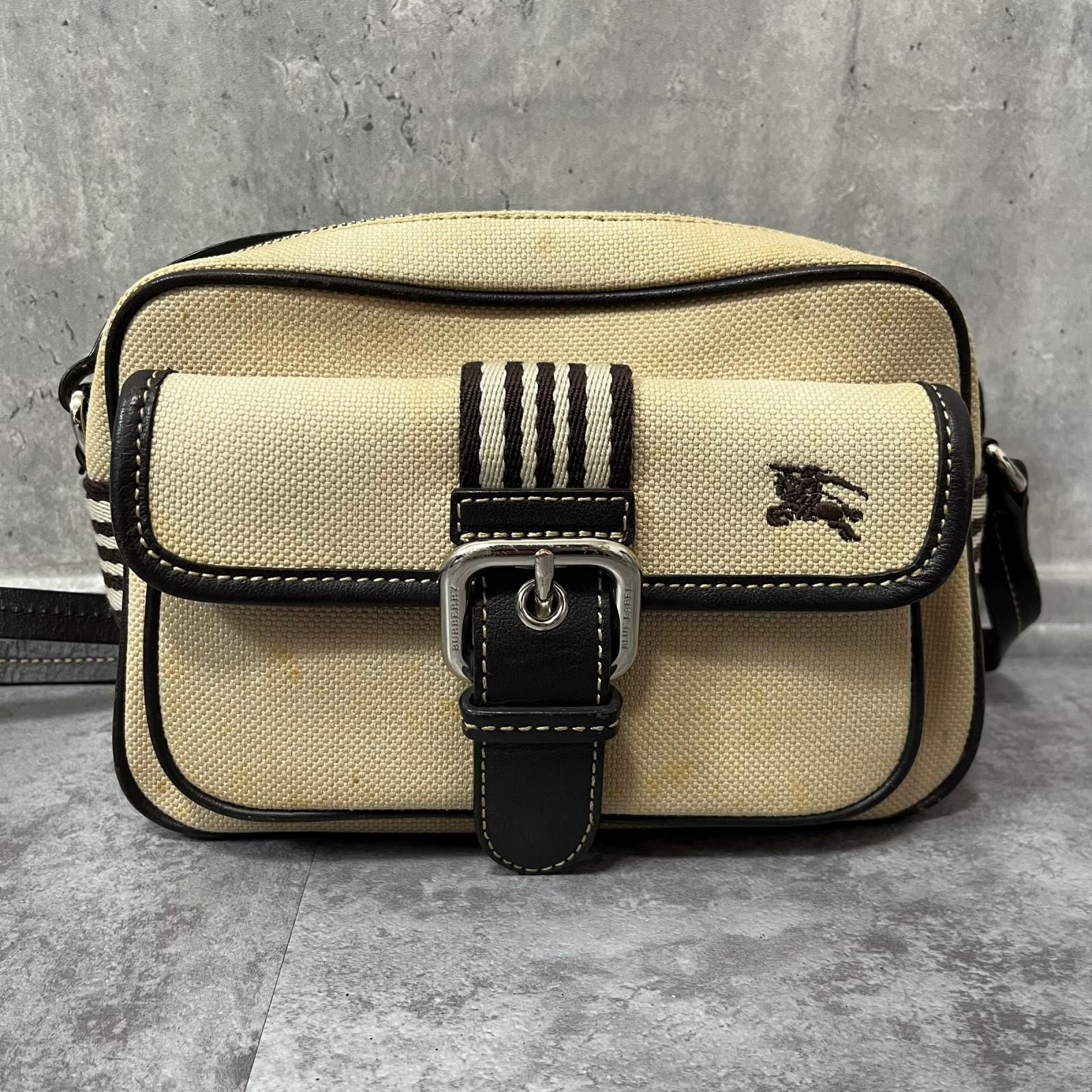 [BURBERRY] Burberry Blue Label Shoulder Bag, Made in Japan, Canvas, Beige, Night Logo, Ladies Horse Logo