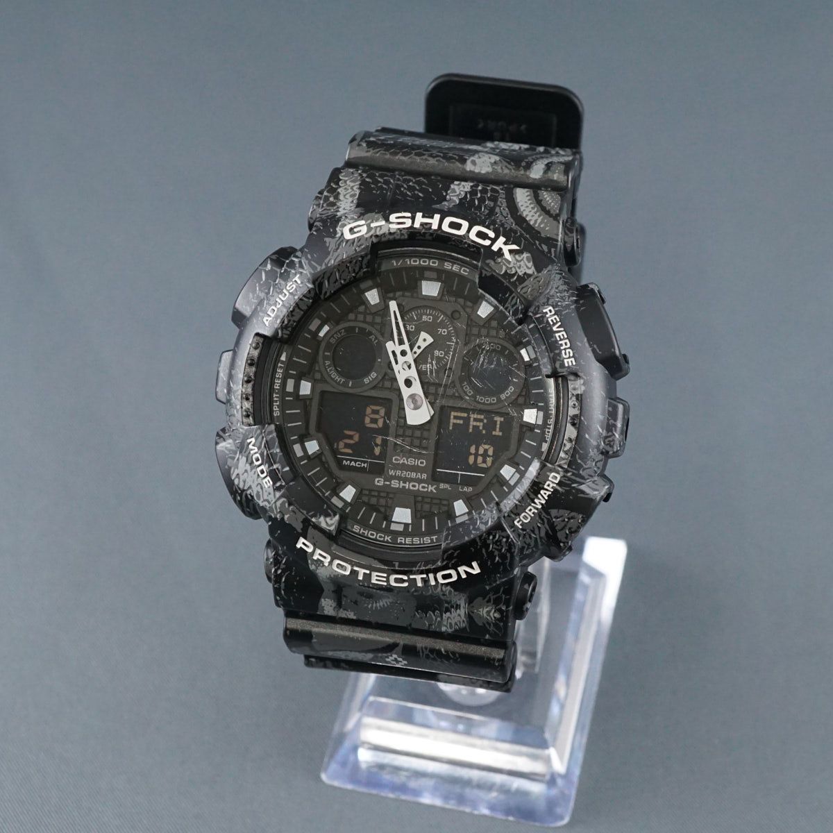CASIO カシオ G-SHOCK 腕時計【電池交換済み】USED美品 マルセロバーロン GA-100MRB-1AJR コラボ メンズ アナデジ 黒 ブラック 完動品 X0870
