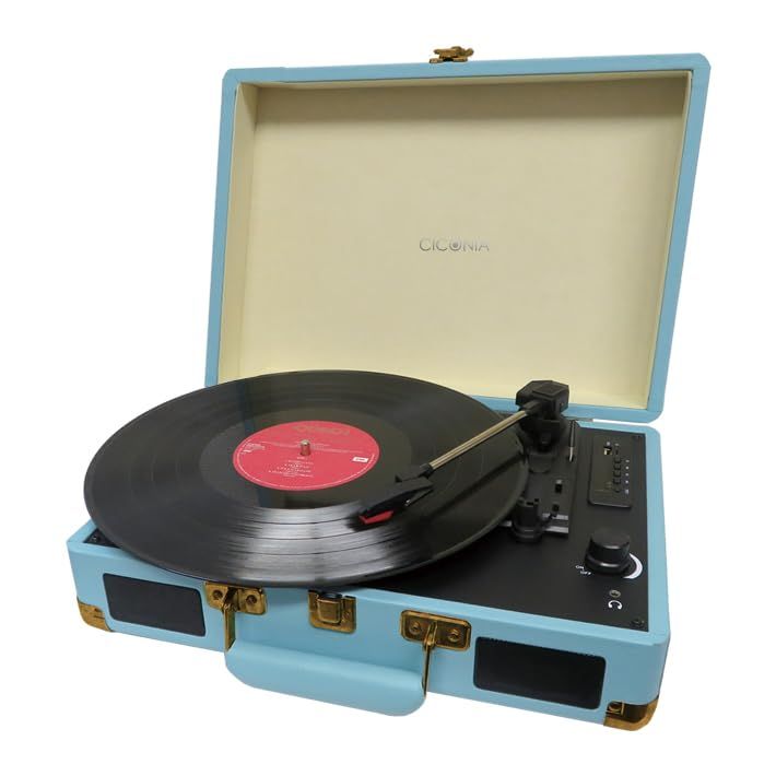 CICONIA レコードプレーヤー TE-1907 レトロ クラシカル (ライトブルー) 新色 USBメモリー 多機能 SDカード 再生 ブルートゥース Bluetooth AUX IN OUT トランクケース型 ３色 3スピード オートスト ebb5ea04 11,727円