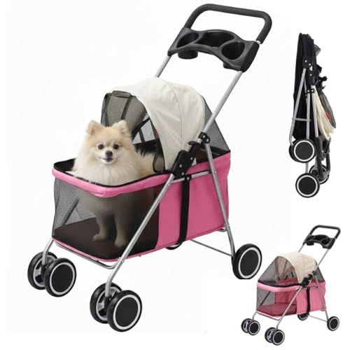 ペットカート 小型犬【軽量 畳みやすい】ペットベビーカー 前輪360°後輪ブレーキ付き 耐荷重15Kg iimono117 (ピンク) | 老犬介護 お出かけ 公園散歩 旅行 通院 外出便利t 18be54d5