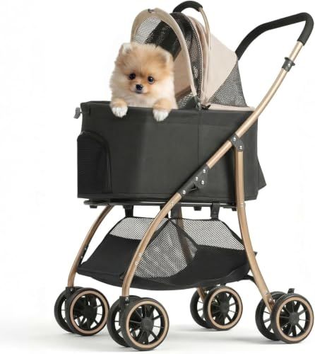 【55cmゆりかご ? 超軽量4.5KG】MILA&LOUIS ペットカート おしゃれ犬 カート ペットカート 多頭の小型犬&猫 中型犬一匹用 4輪耐摩耗 犬用カート 犬 ベビーカー 人気 分離型・全体と折りたたみ式 ペットバギー 前輪360 4d3dce55