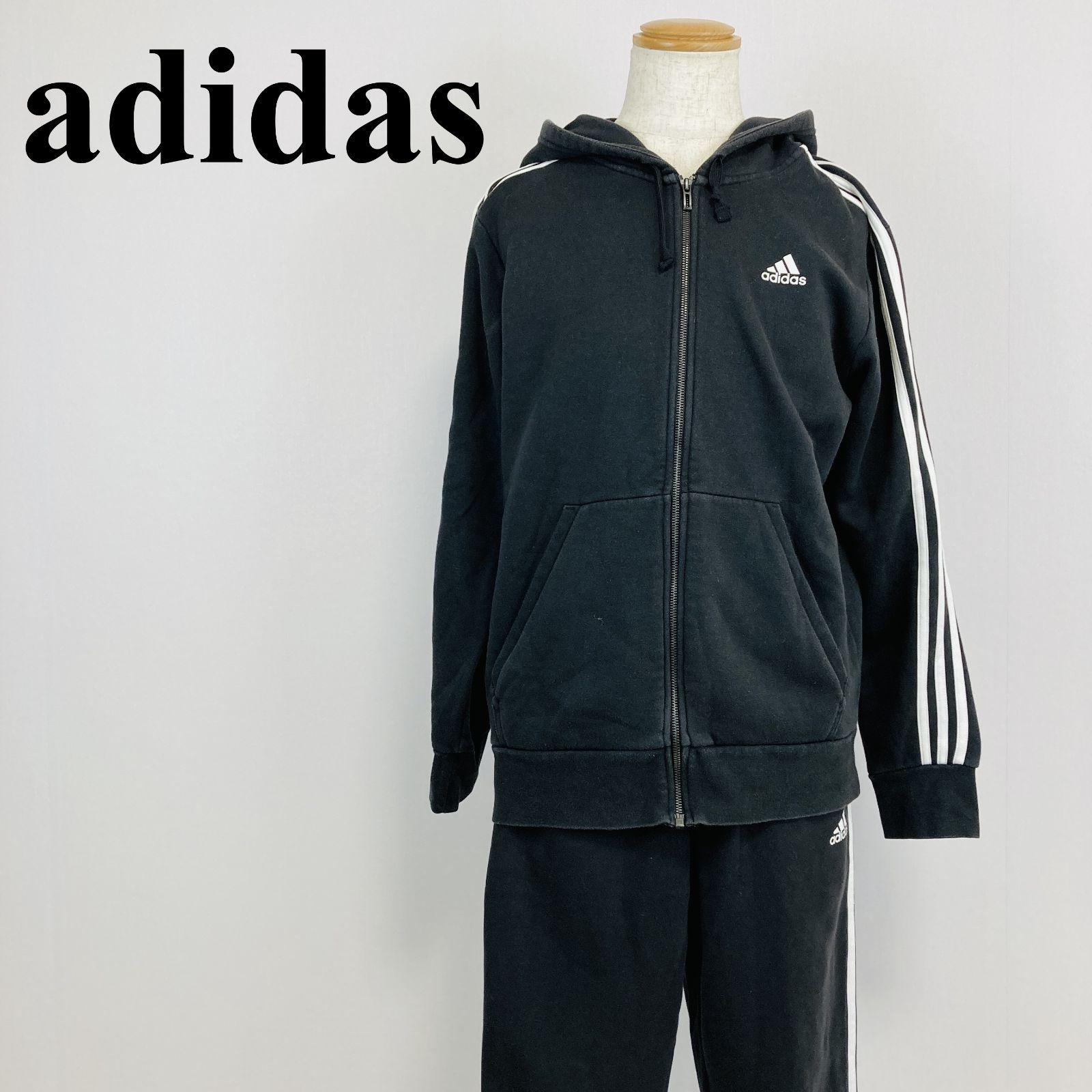 adidas セットアップ ジャージ 上下 ジップパーカー スウェットパンツ ブラック 0591K 7,110円