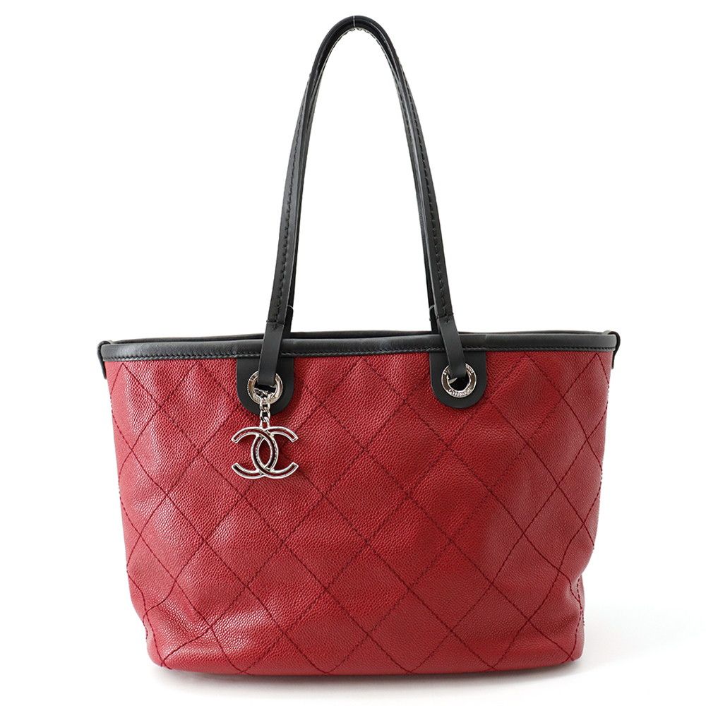 シャネル チェーントートバッグ キルティング ココマーク オンザロード キャビアスキン A92211 CHANEL 黒 128,300円
