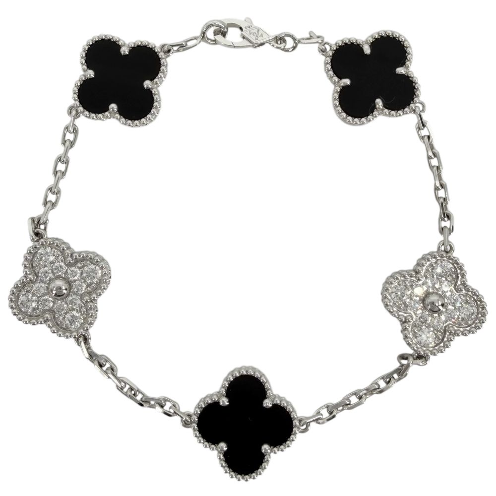 ヴァンクリーフ＆アーペル ブレスレット レディース 5モチーフ ヴィンテージ アルハンブラ Van Cleef & Arpels K18ホワイトゴールド ダイヤモンド VCARP2R900 約12.0g 美品【中古品】