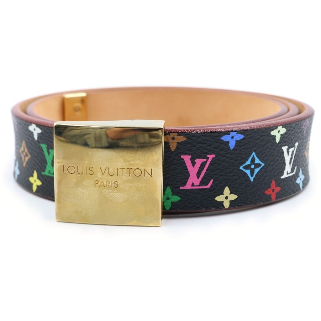 LOUIS VUITTON (ルイヴィトン) モノグラム・マルチカラー サンチュール キャレ ベルト ブラック PVC×レザー M9271