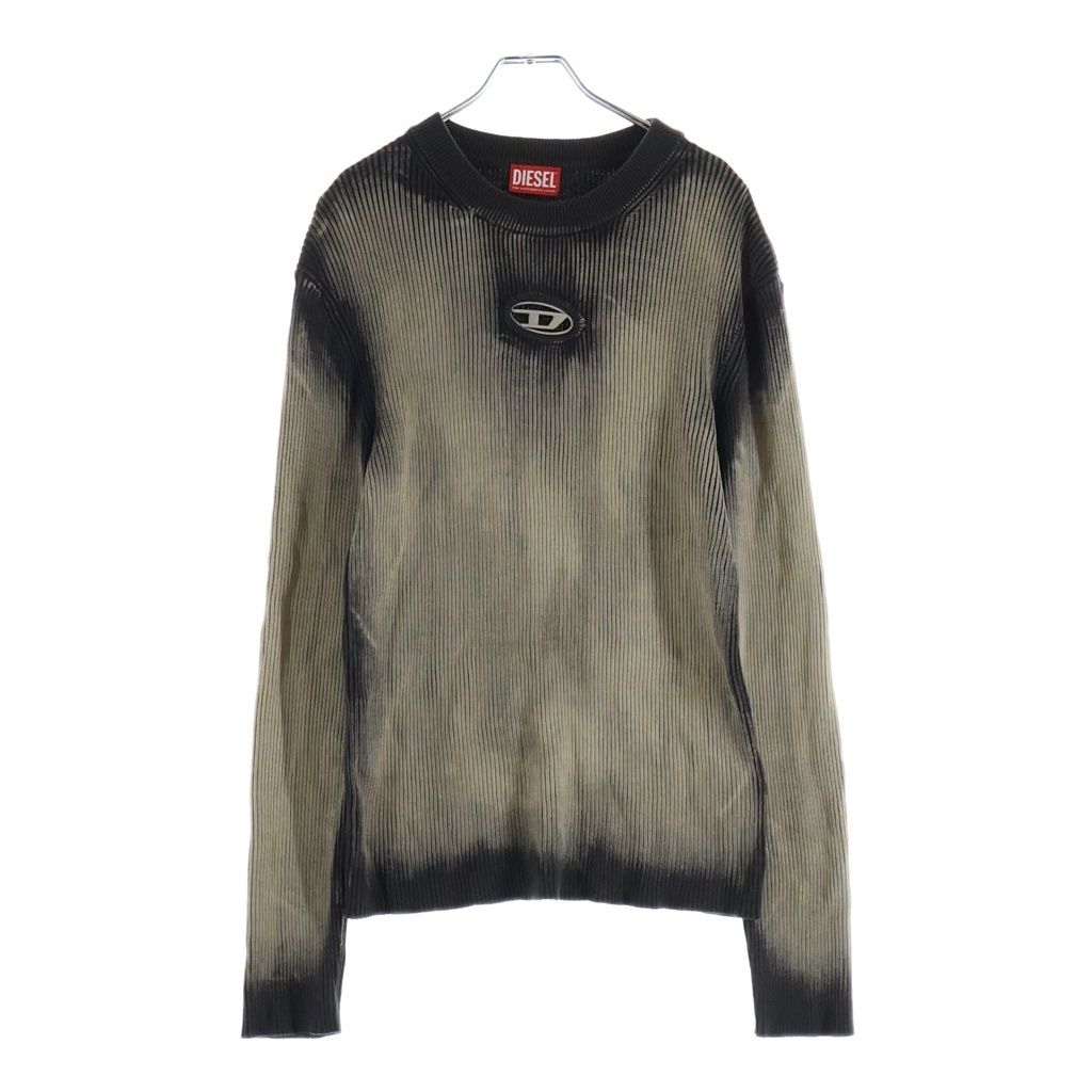 DIESEL (ディーゼル) 24SS K-DARIN オーバルD ロゴプレート フェード加工 プルオーバー リブニット レディース ブラウン A12455