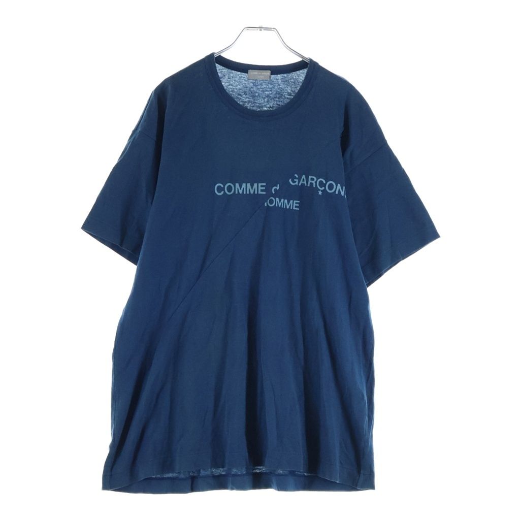 COMME des GARCONS HOMME (コムデギャルソンオム) 98SS 田中オム スプリットロゴ クルーネック半袖Tシャツ カットソー ブルー HT-100310 AD1997