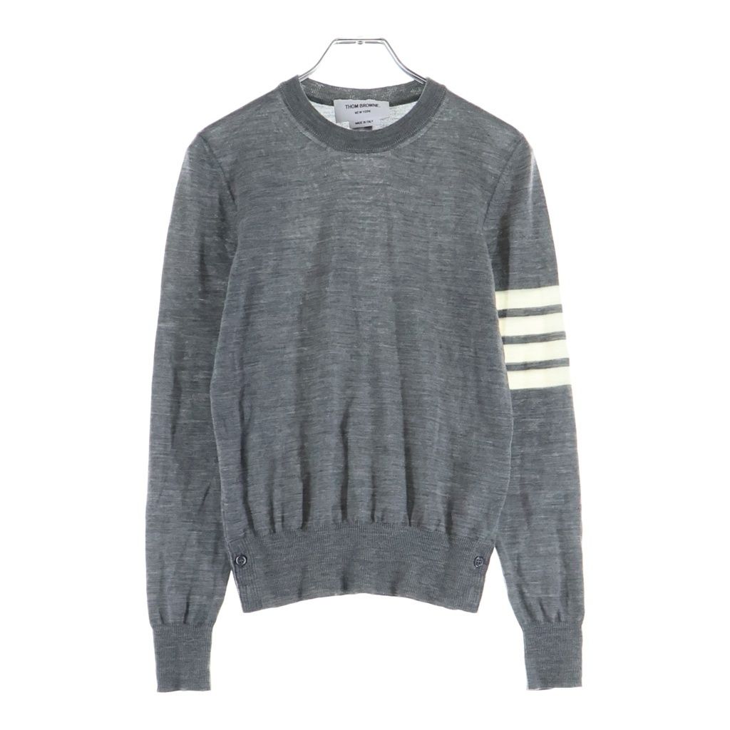 THOM BROWNE (トムブラウン) 4BAR クラシック メリノウール ラウンドネック プルオーバー ニット セーター グレー レディース FKA280A-Y1014-055 29,244円