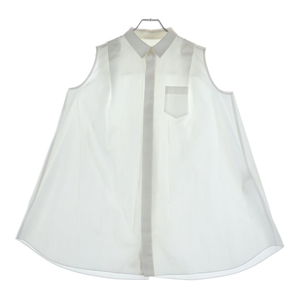 Sacai (サカイ) 25AW Poplin×Cotton Knit Dress ポプリン コットン ノースリーブ ドレス シャツ ホワイト 25-08169 19,718円