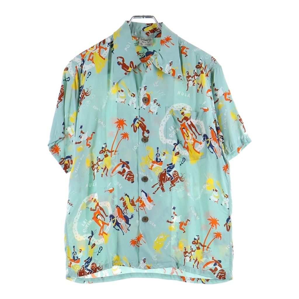 SUN SURF (サンサーフ) RAYON S/S SPECIAL EDITION HAWAIIAN SURF LEI QUEEN スペシャルエディション レイクイーン レーヨン オープンカラー ハワイアンシャツ 半袖アロハシャツ ブルー SS38102