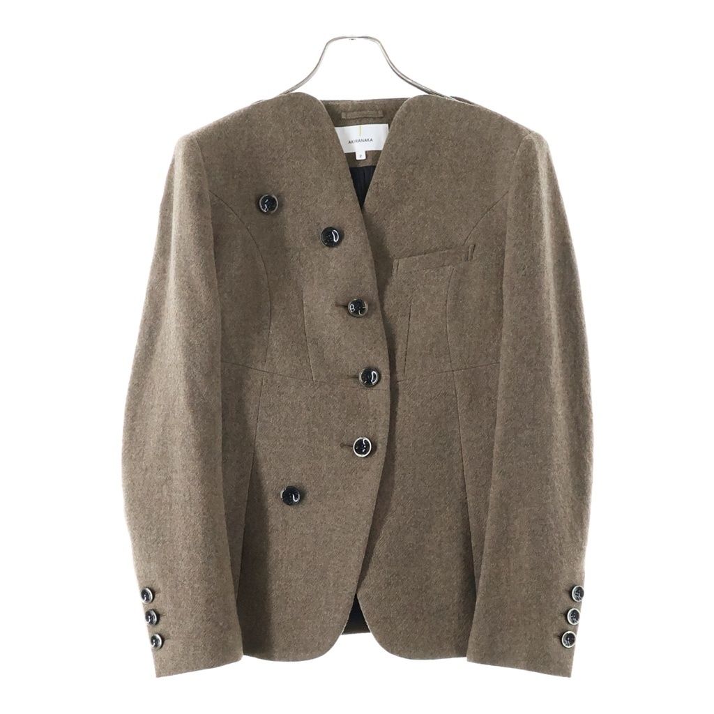 AKIRA NAKA (アキラナカ) ノーカラーデザイン ウールジャケット ブラウン AW2321-BR