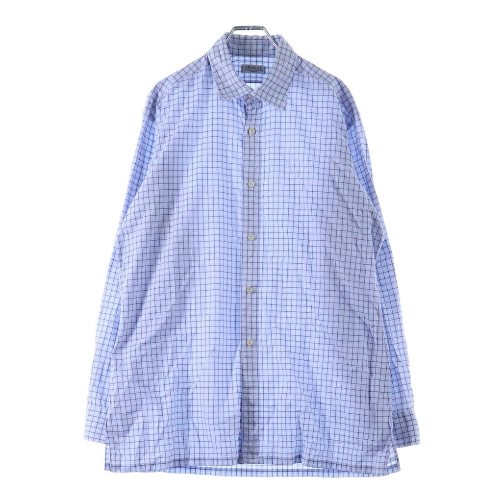 NO BRAND (ノーブランド) Charvet 長袖チェックシャツ ライトブルー