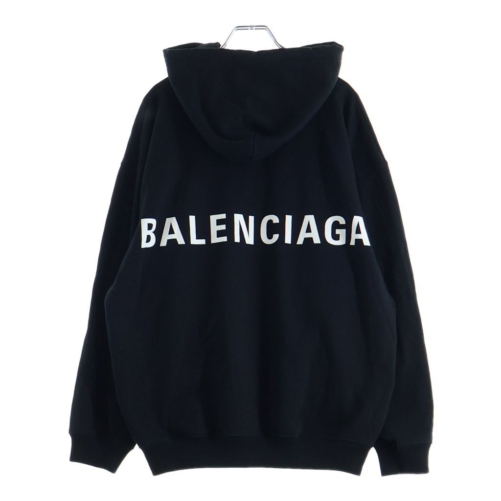 BALENCIAGA (バレンシアガ) バックロゴ プルオーバー パーカー ブラック コットン 508184 TYK54