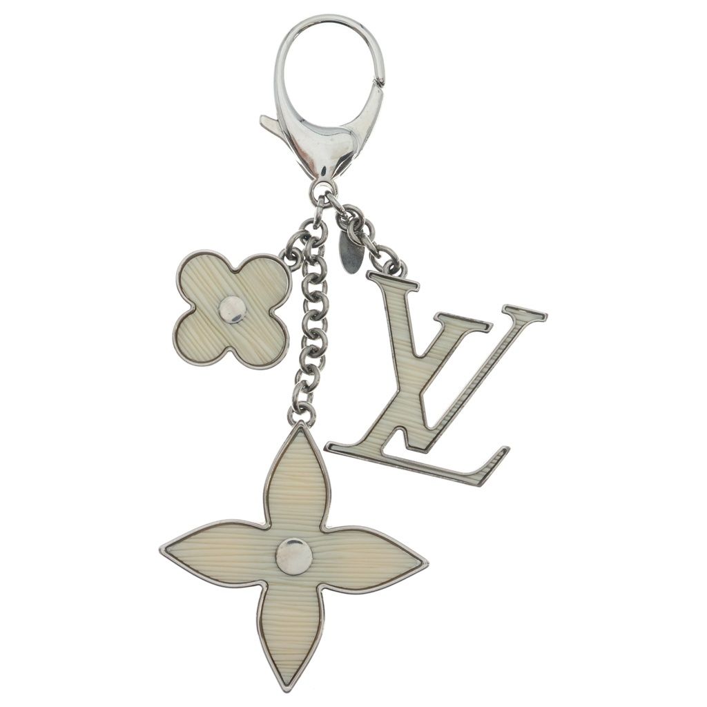 LOUIS VUITTON (ルイヴィトン) エピ ビジューサック・フルール・ドゥ チャーム イヴォワール バッグチャーム キーホルダー キーリング ホワイト×シルバー M65085