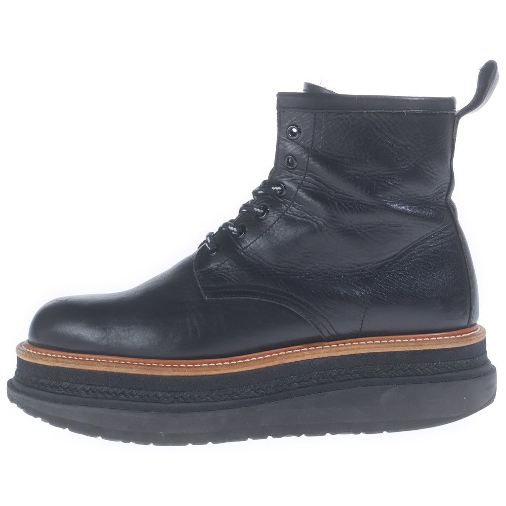 Sacai (サカイ) 22AW Multiple Sole 6 Hole Boots カウレザー レースアップ レザーブーツ ブラック 22-02925M