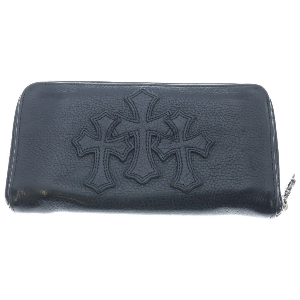 CHROME HEARTS (クロムハーツ) REC F ZIP 3クロス ラウンドジップレザーウォレット 財布 ブラック