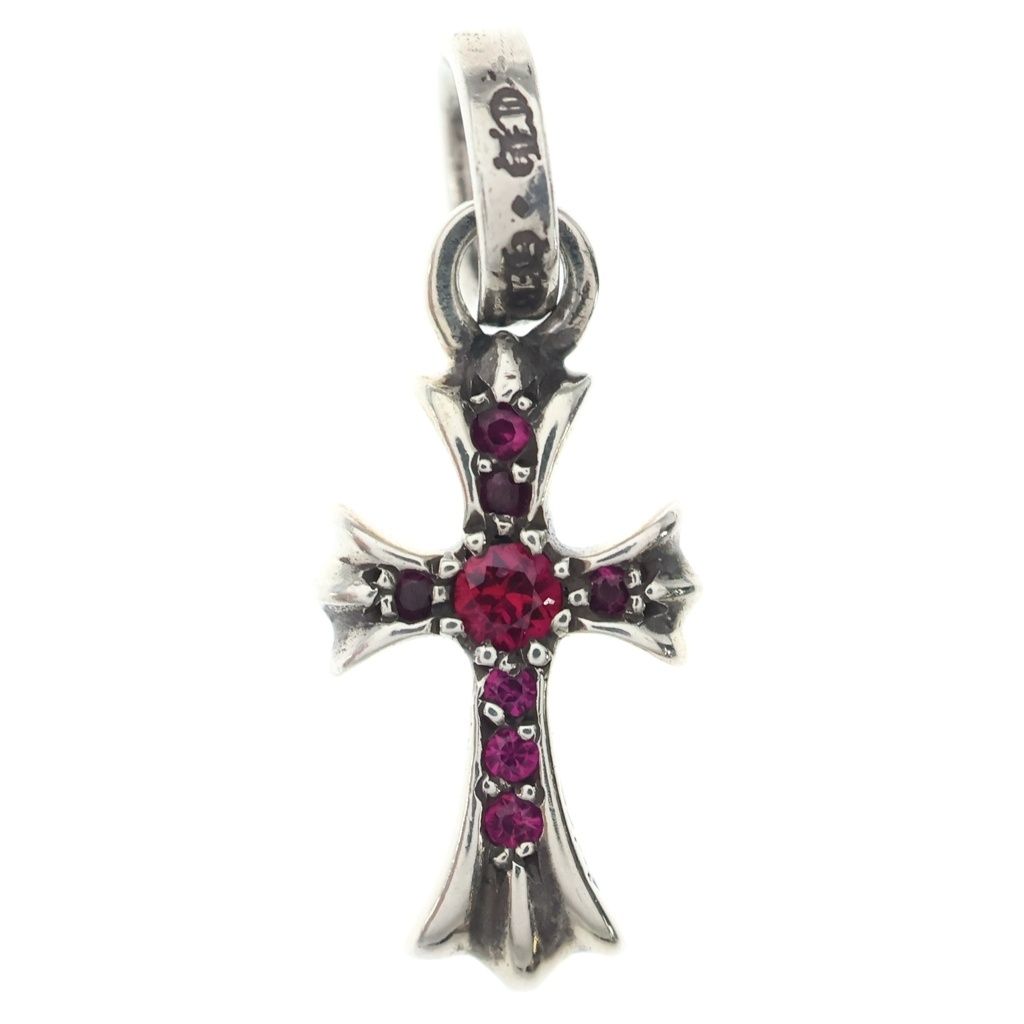 CHROME HEARTS (クロムハーツ) CRS BBYFAT P RBY ベイビーファットクロス PAVEルビー ペンダントトップ シルバー