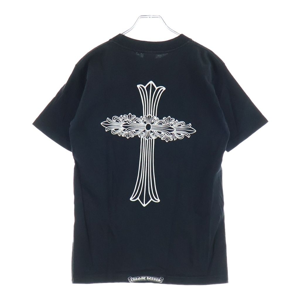 CHROME HEARTS (クロムハーツ) OLD S/S オールド ネックロゴバックフローラルクロスプリント クルーネック半袖Tシャツカットソー ブラック