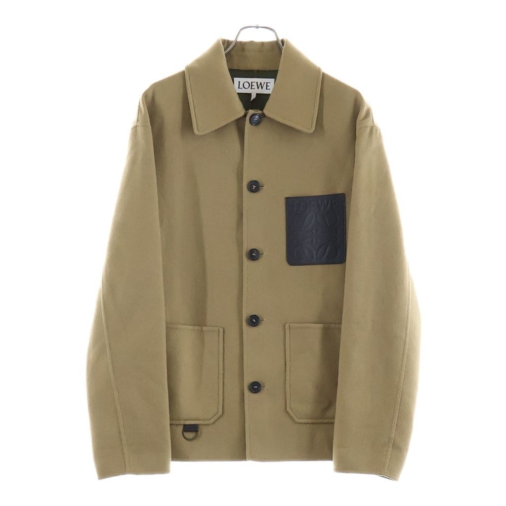 LOEWE (ロエベ) アナグラム レザーパッチ カシミア混 ブルゾンジャケット ベージュ H526Y02W14