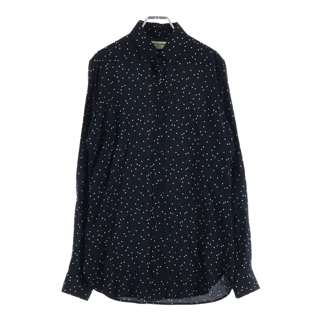 SAINT LAURENT PARIS (サンローランパリ) 15SS ポルカドット 総柄 レーヨン 長袖シャツ ブラック 376954 Y935L