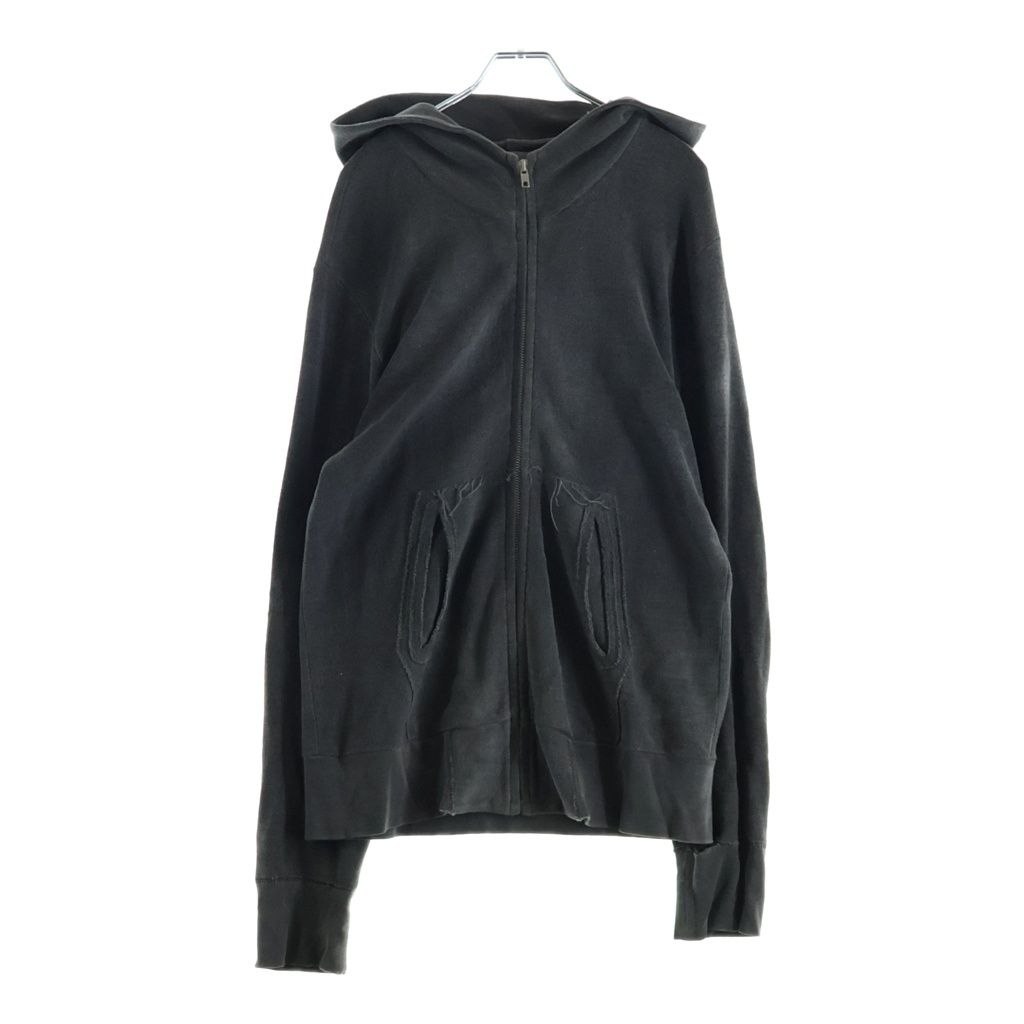 Yohji Yamamoto POUR HOMME (ヨウジヤマモト プールオム) 21SS damaged vintage style hoodie ヴィンテージ加工 ジップアップパーカー グレー HD-T40-080 17,864円