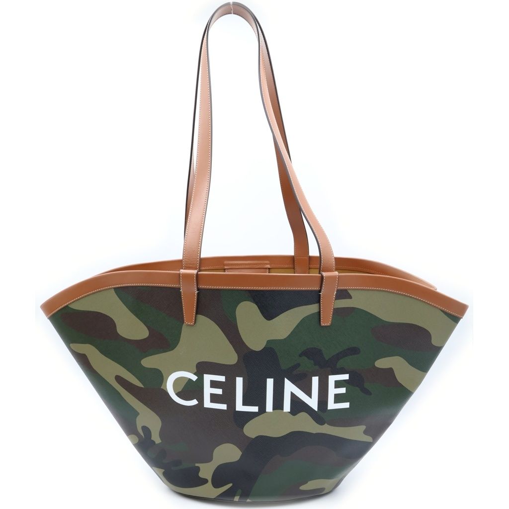 CELINE (セリーヌ) COUFFIN クーファン ラージ カモフラージュ柄 PVCコーティングキャンバス ショルダーバッグ トートバッグ カーキ/ブラウン