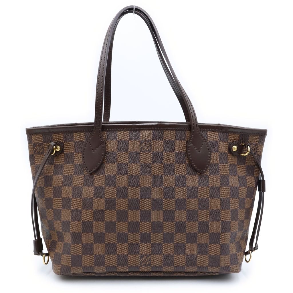 LOUIS VUITTON (ルイヴィトン) ダミエ ネヴァーフル PM ハンドバッグ トートバッグ ブラウン レザー×PVC N40600 ゴールド金具