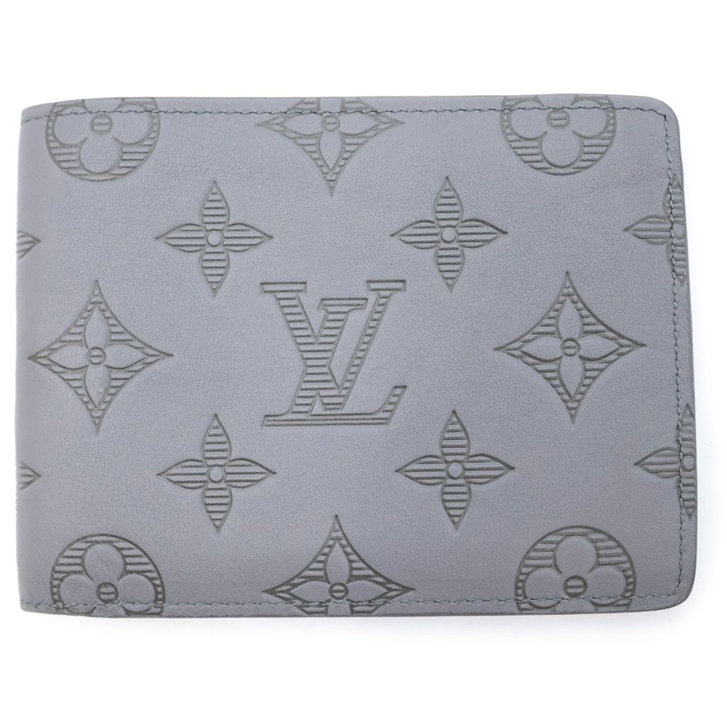 LOUIS VUITTON (ルイヴィトン) モノグラム シャドウ ポルトフォイユ ミュルティプル コンパクトウォレット 財布 レザー グレー M81383