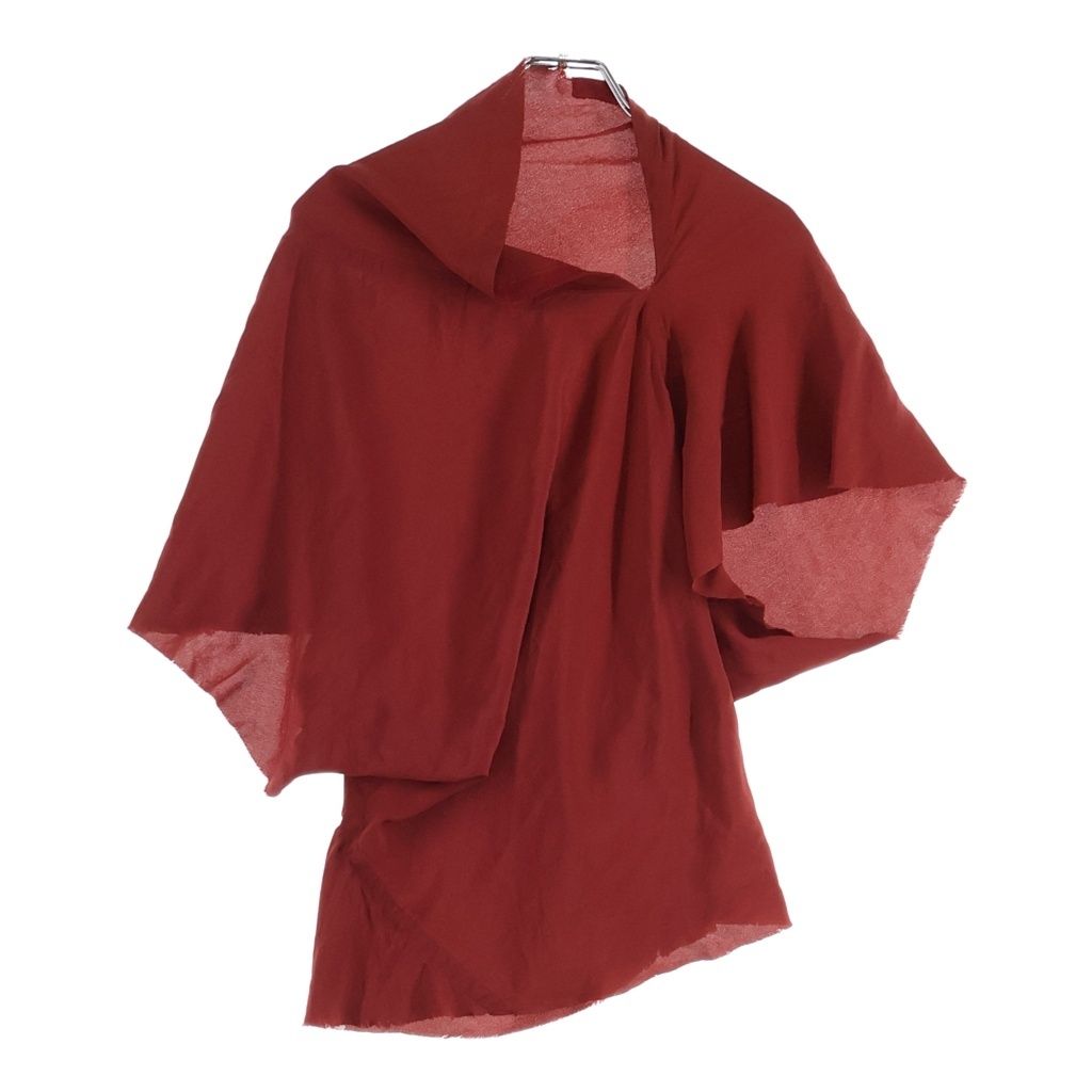 Rick Owens (リックオウエンス) 20FW カットオフデザイン クルーネック 半袖Tシャツ カットソー レッド レディース RP20F2218