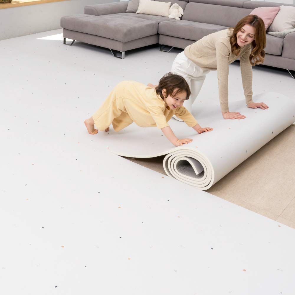 【好きなサイズにカットできる】 国際基準合格 フロアマット 厚さ15mm [ ALZIP ロールマット] 防音 防水 ベビーマット プレイマット ペット 子供用 （シェイプ(ベージュ), 110×200cm）mt 1055c9f3