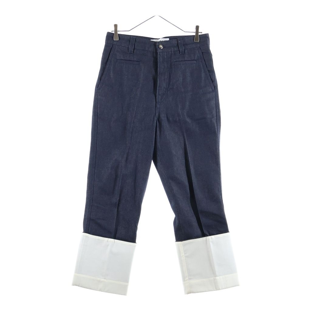 LOEWE (ロエベ) Logo Patch Denim Pants フィッシャーマン コットンデニム ロゴパッチ ターンアップ デニムパンツ インディゴ