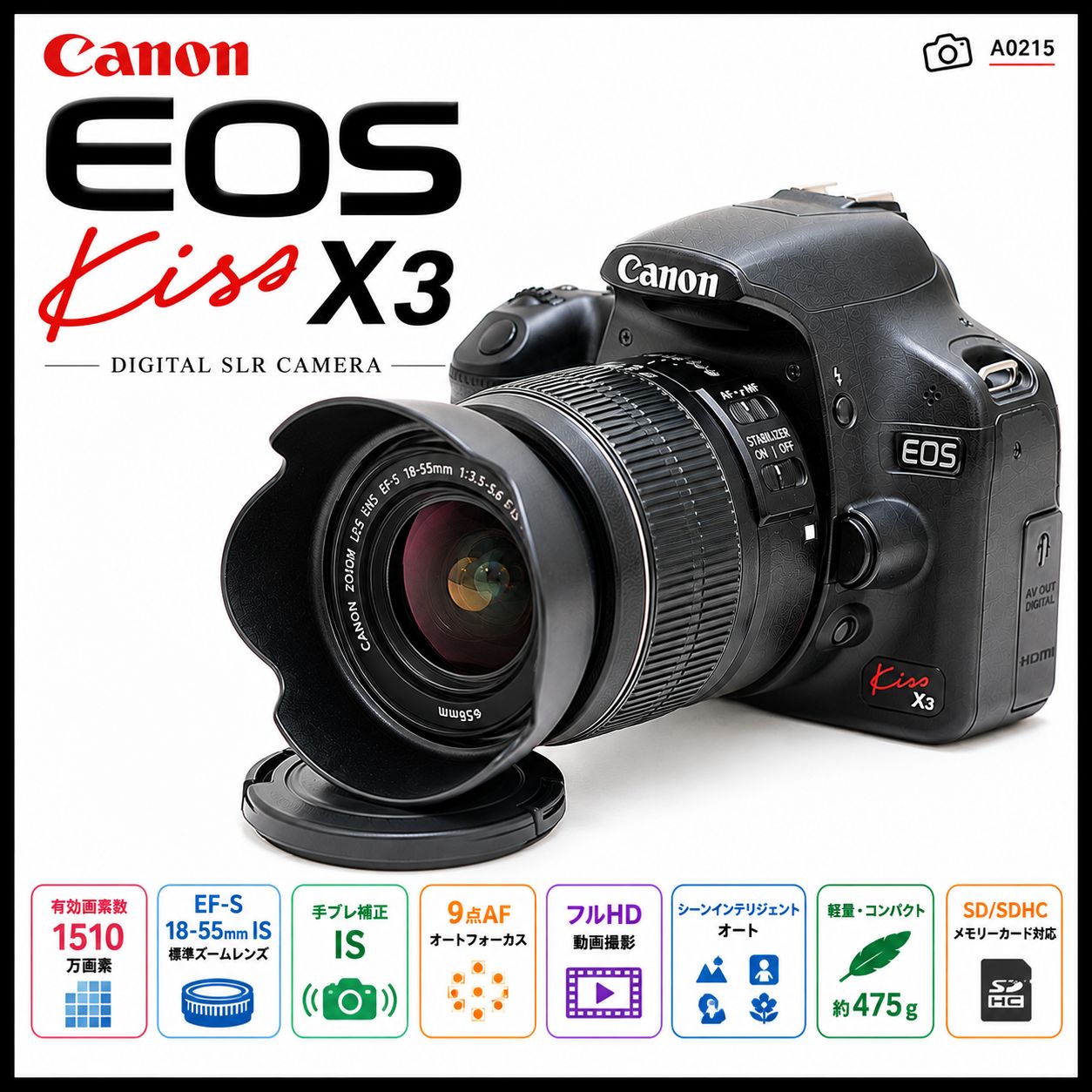 手ぶれ補正レンズセット 初心者おすすめ Canon EOS Kiss X3　A20