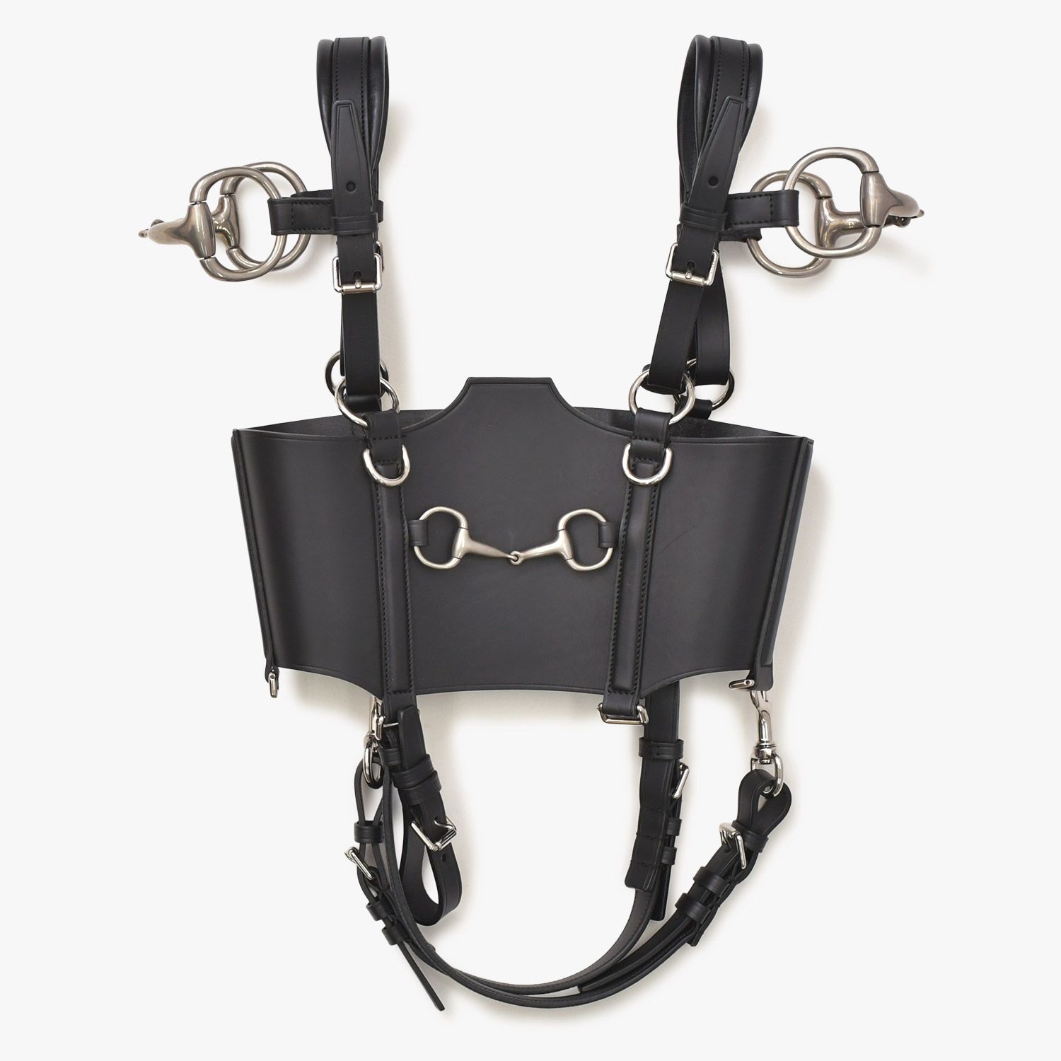極美品 GUCCI グッチ レザービスチェ ホースビット アレッサンドロミケーレ 2021-22AW Aria ブラック カーフレザー アンティークシルバー金具 中古 4a006370 108,900円