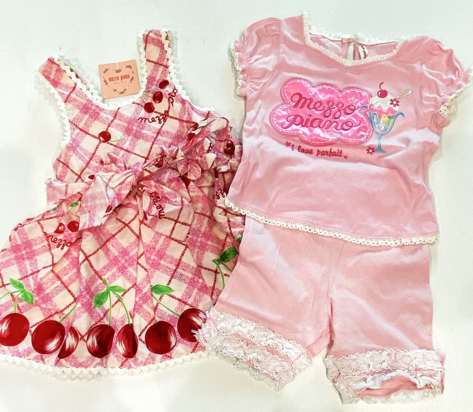 【希少品】メゾピアノ 平成レトロ 3点セット さくらんぼワンピ いちご・パフェ夏服 まとめ売り u498 u