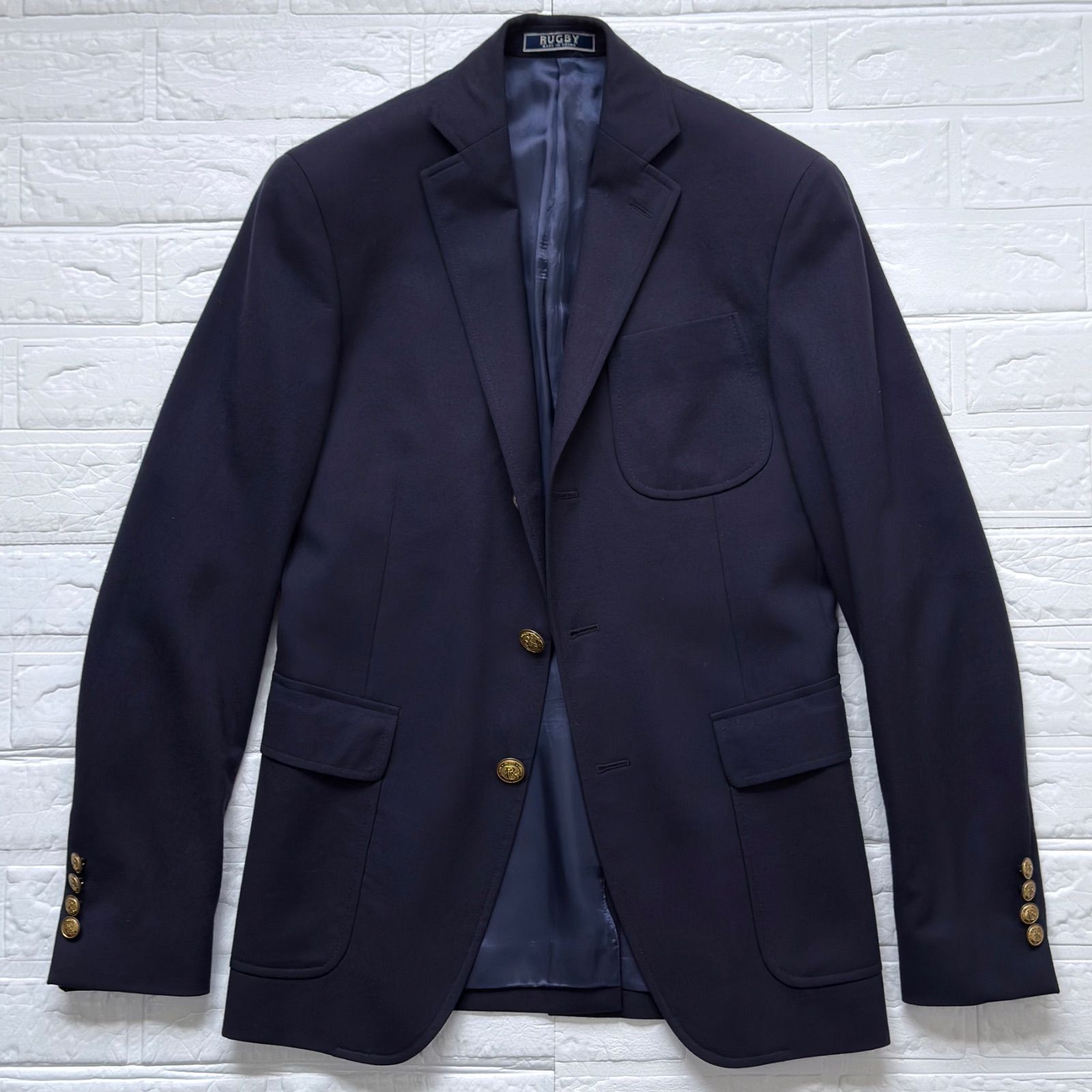 Rugby Ralph Lauren 金釦ブレザー 段返り3B サキソニーウール 総裏 ネイビー サイズ34S (XS相当) / ラグビー ラルフローレン Rugby Ralph Lauren 金釦ブレザー 段返り3B サキソニーウール 総裏 ネイビー サイズ34S (XS相当) / ラグビー ラルフローレン