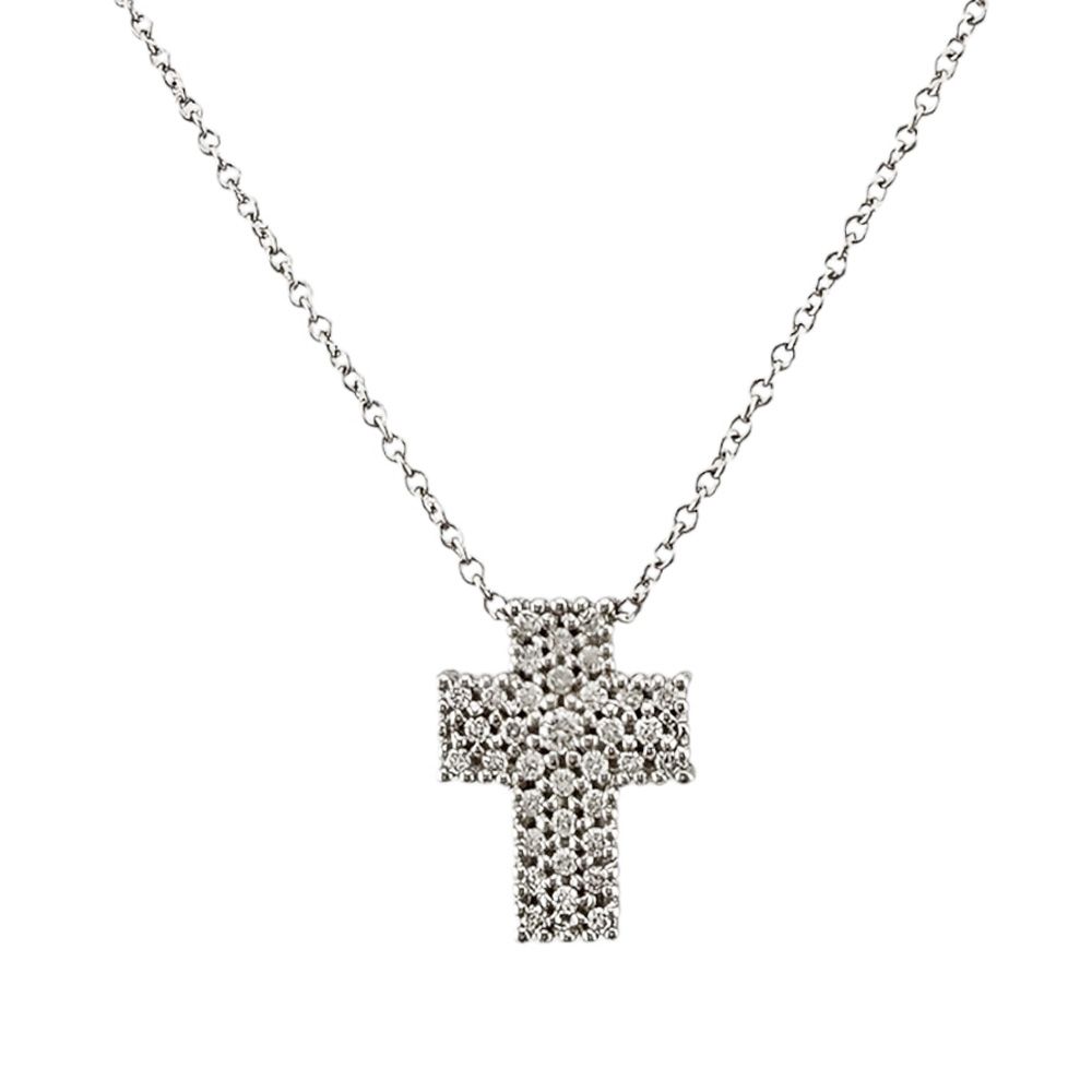 ダミアーニ クロス ネックレス 18金 K18ホワイトゴールド ダイヤモンド レディース Damiani 中古 ダミアーニ
