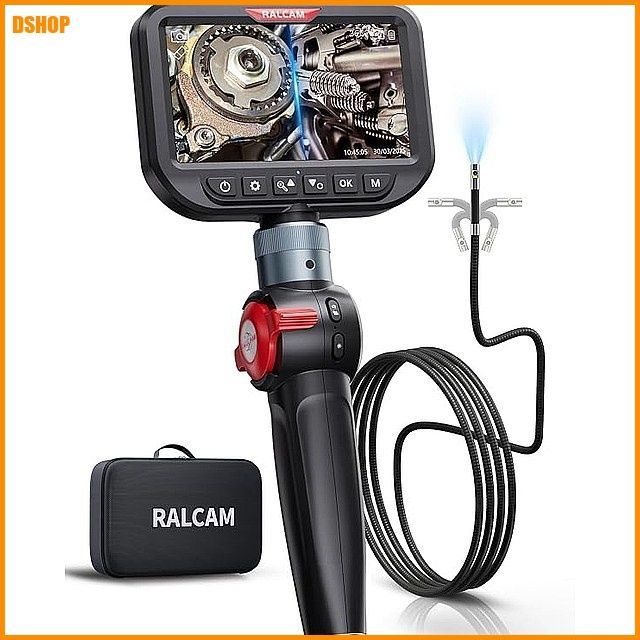 送料無料★Ralcam ファイバースコープ デュアルカメラ 先端可動式 二方向同時撮影 5インチIPS液晶 暗所対応LED 工業用